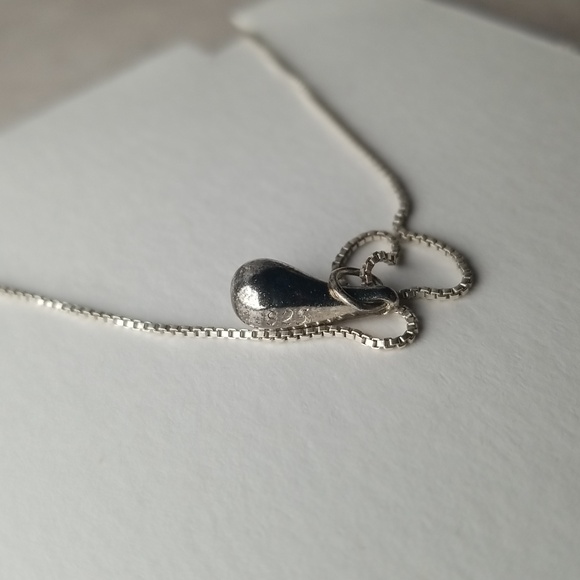 Silver Droplet Pendant With Chain Necklace - Picture 3 of 5